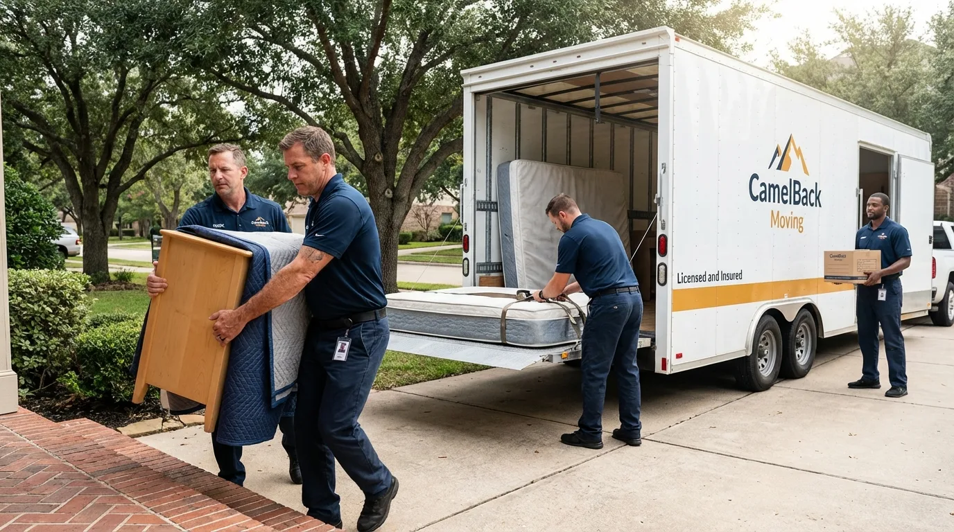 Crew loading residential truck for cross-state move from Wahoo, NE