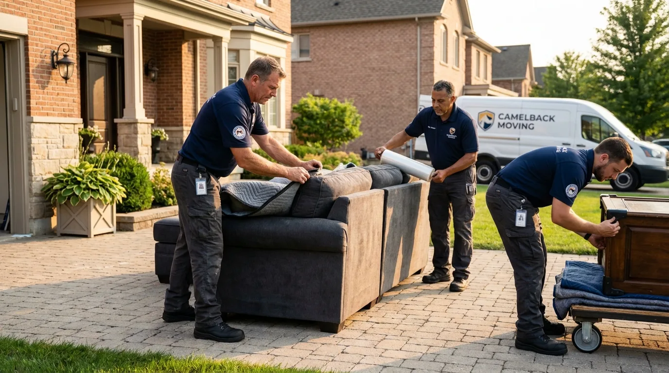 Large estate moving crew wrapping furniture in Wahoo, NE